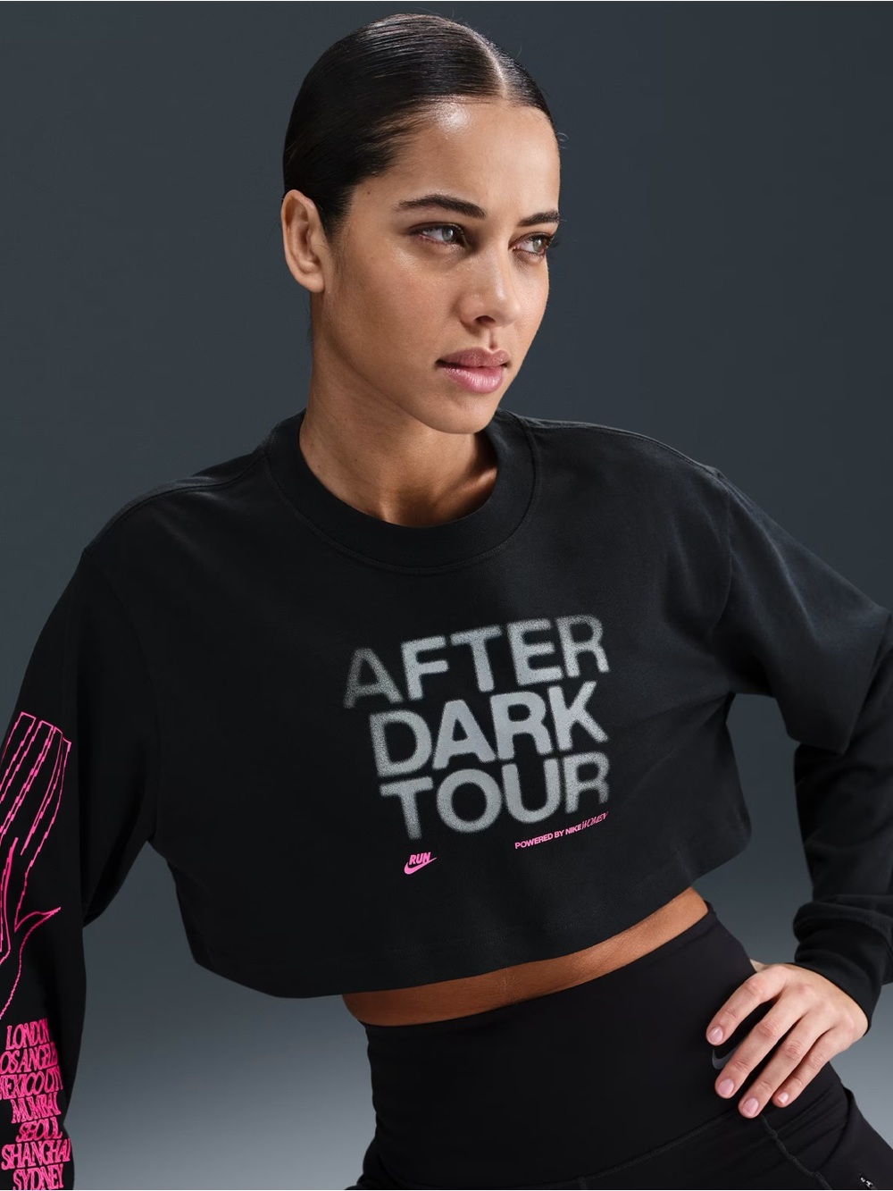 Nike After Dark Tour Women's Oversized Long-Sleeve Cropped T-Shirt - Picture 11 of 17